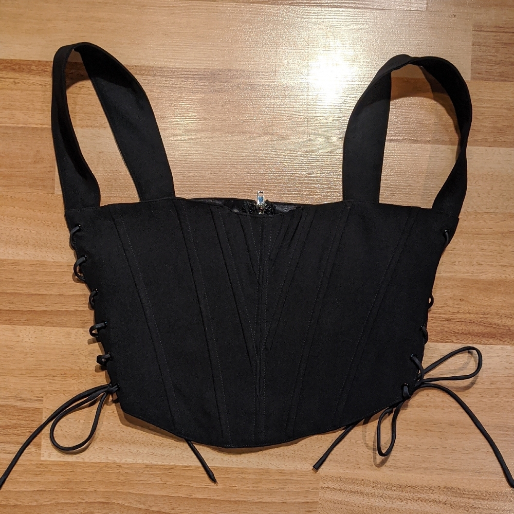 Black Fitted Bustier Corset with Lace Up Sides